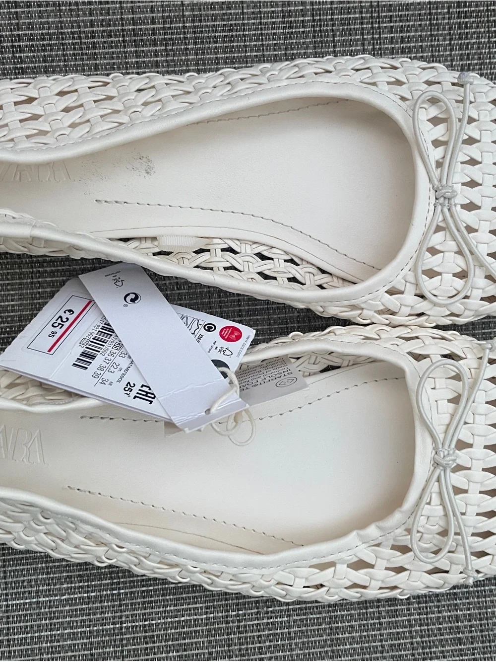 Zara Woven Ballet Flats - White